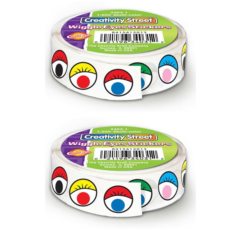 DIXON TICONDEROGA CO Creativity Street® Multicolor Wiggle Eyes Stickers Roll, 2 Rolls