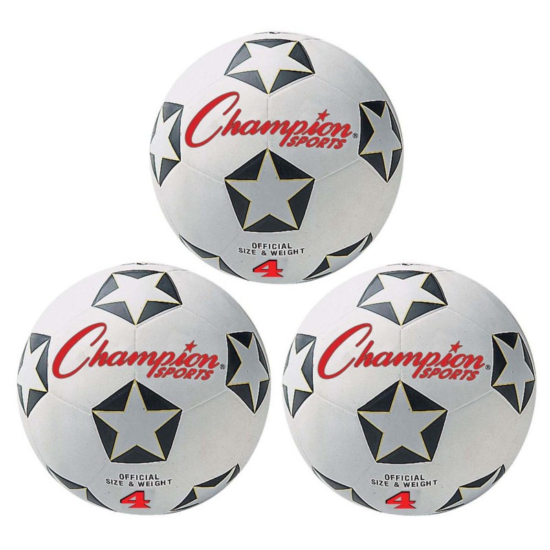 CHAMPION SPORTS Champion Sports Rubber Soccer Ball Size 4, Pack of 3