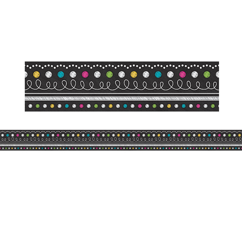 TEACHER CREATED RESOURCES Teacher Created Resources® Chalkboard Brights Straight Rolled Border Trim, 50 Feet