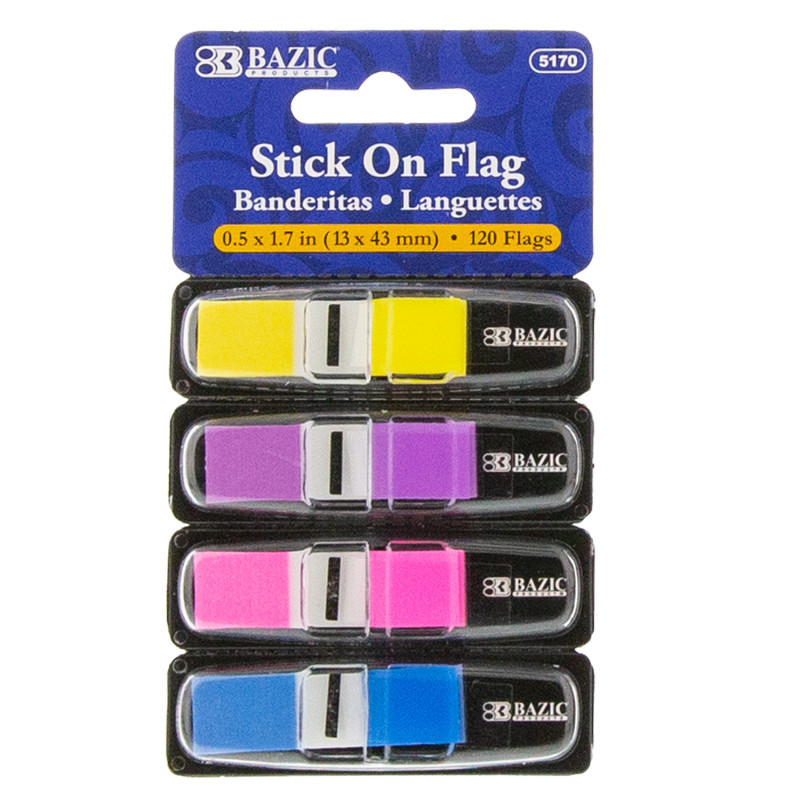 BAZIC PRODUCTS BAZIC Products® Neon Color Coding Flags with Dispenser, 30 ct., 4/Pack