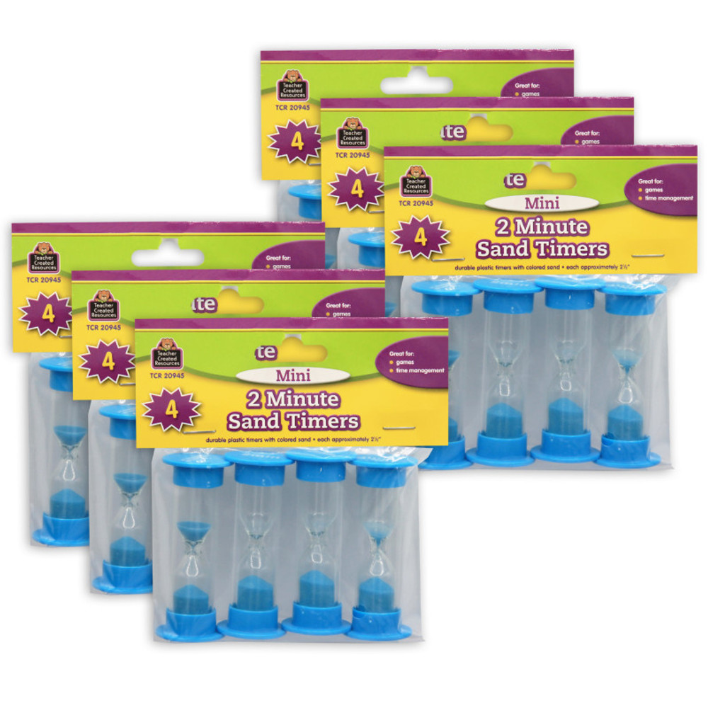 TEACHER CREATED RESOURCES Teacher Created Resources® 2 Minute Sand Timers, Mini, 4 Per Pack, 6 Packs