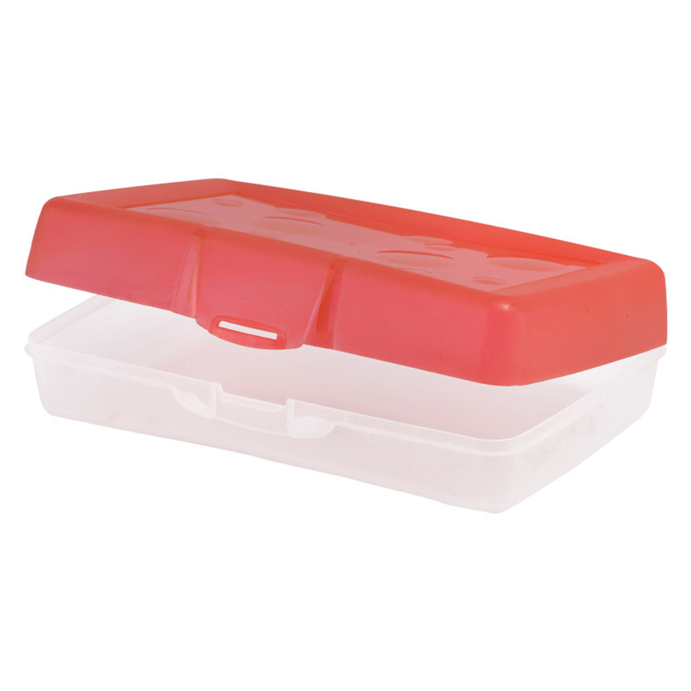 STOREX INDUSTRIES Storex Large Pencil Box, Red