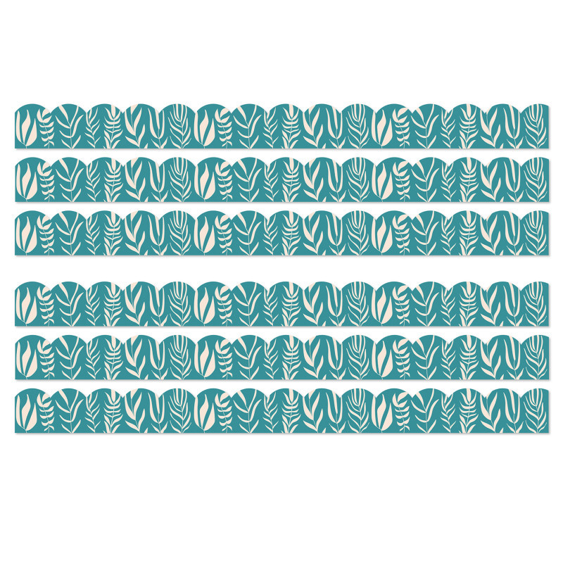 CARSON DELLOSA EDUCATION Carson Dellosa Education True to You Teal with Leaves Scalloped Bulletin Board Borders, 39 Feet Per Pack, 6 Packs