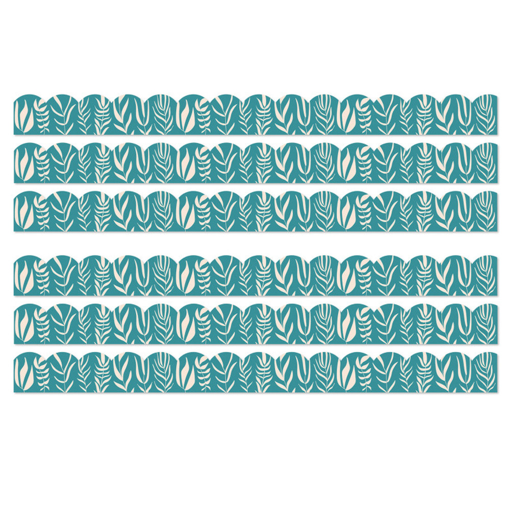 CARSON DELLOSA EDUCATION Carson Dellosa Education True to You Teal with Leaves Scalloped Bulletin Board Borders, 39 Feet Per Pack, 6 Packs