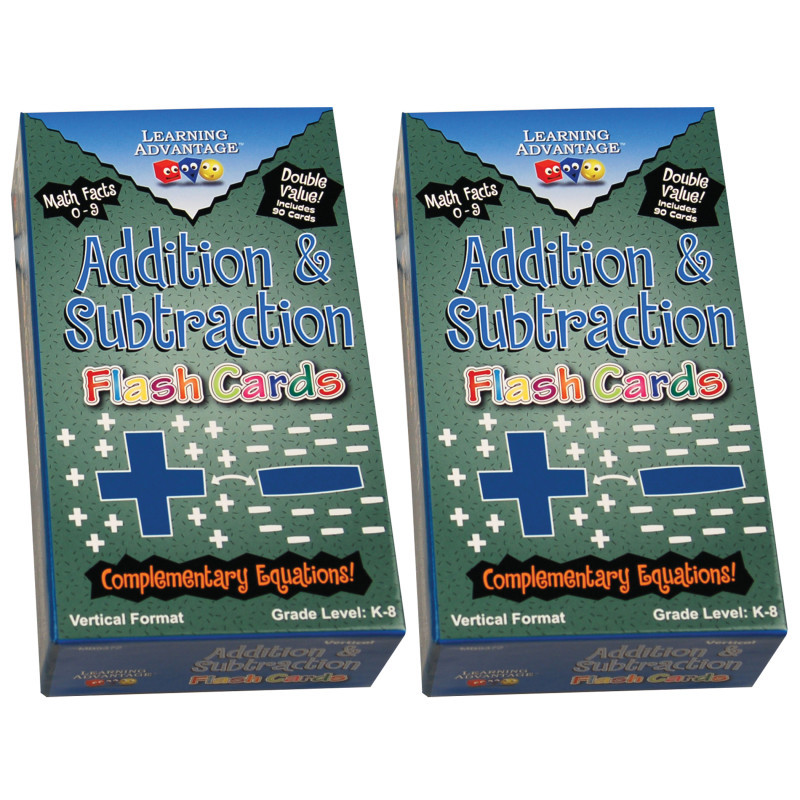 LEARNING ADVANTAGE Learning Advantage® Double-Value Vertical Flash Cards - Addition & Subtraction Set - 90 Per Pack, 2 Packs