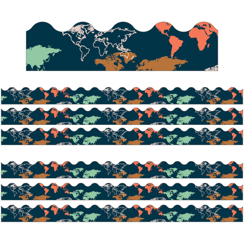 CARSON DELLOSA EDUCATION Carson Dellosa Education Let's Explore World Map Scalloped Border, 39 Feet Per Pack, 6 Packs