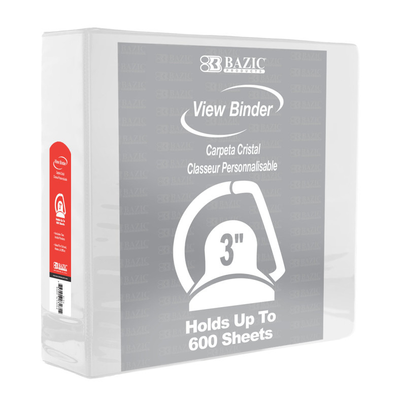 BAZIC PRODUCTS BAZIC Products® Slant D Ring View Binder with 2 Pockets, 3", White