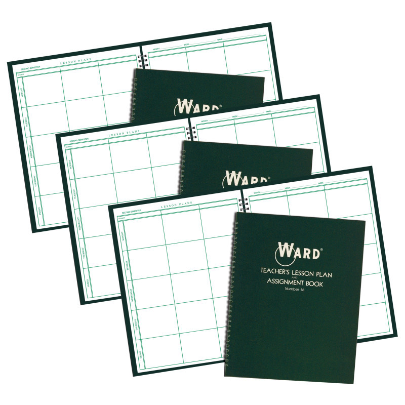 ELAN PUBLISHING WARD® Teacher Lesson Plan/Assignment Book, 6 Period, 44 Weeks, Pack of 3