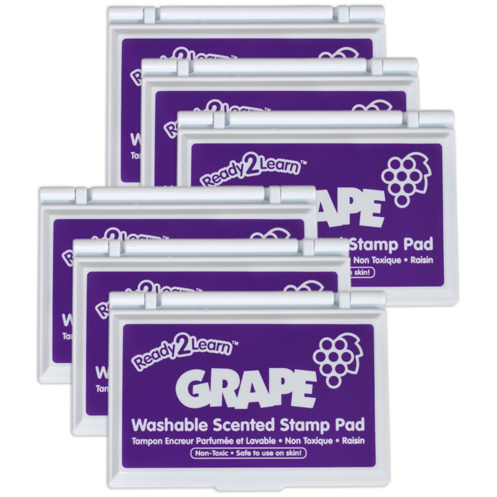 LEARNING ADVANTAGE READY 2 LEARN™ Washable Stamp Pad - Grape Scented, Purple - Pack of 6