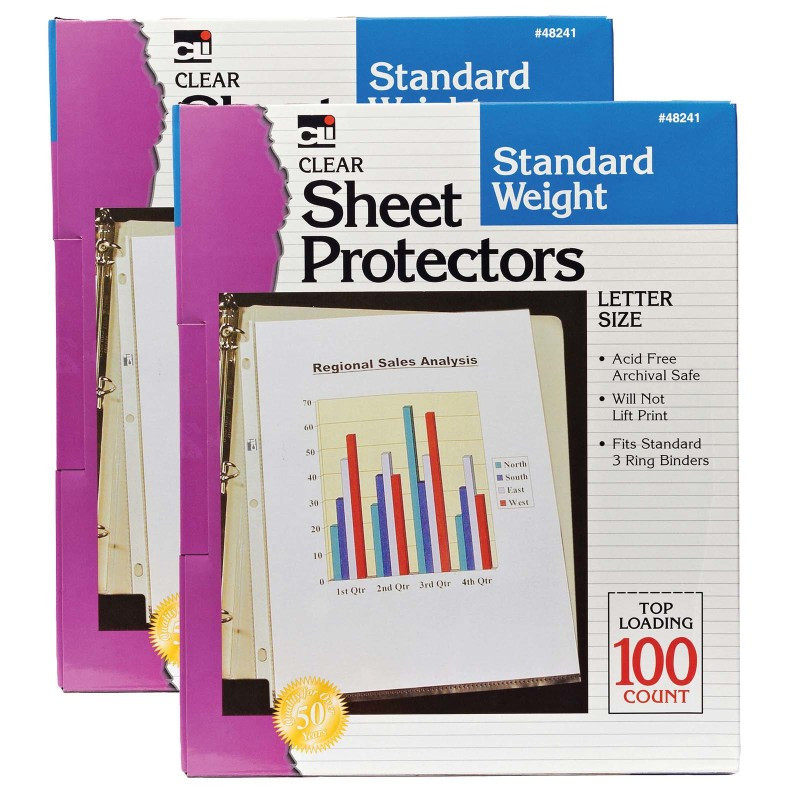 ADVANTUS Charles Leonard Sheet Protectors, Clear, Standard Weight, Letter Size, 100 Per Box, 2 Boxes