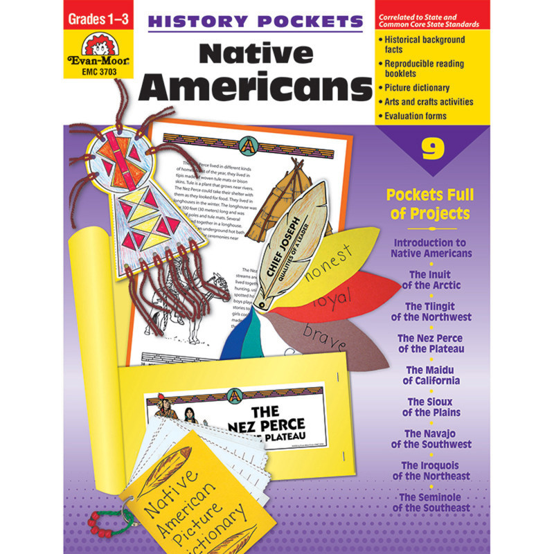 CARSON DELLOSA EDUCATION Evan-Moor Educational Publishers History Pockets, Native Americans, Teacher Reproducibles, Grades 1-3