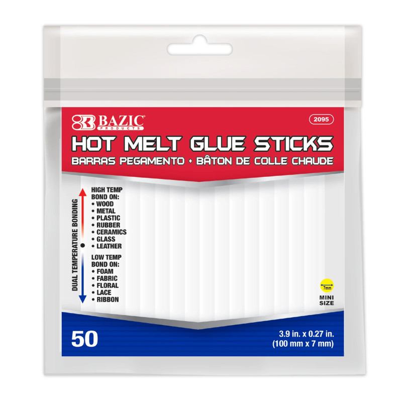 BAZIC PRODUCTS BAZIC Products® Mini Hot Melt Glue Sticks, Dual Temp, 3.9" x 0.27", Bag of 50
