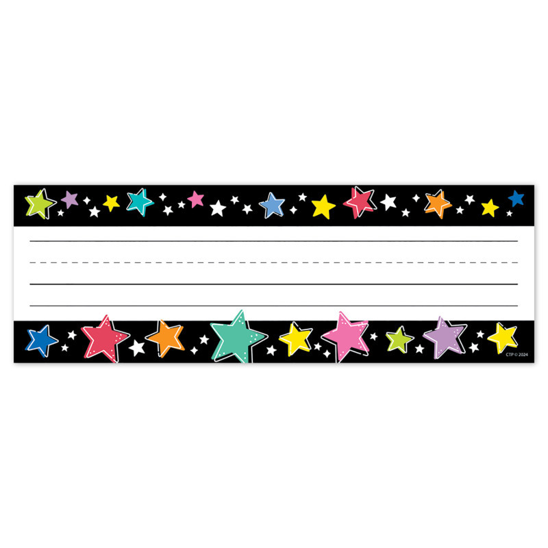 CREATIVE TEACHING PRESS Creative Teaching Press® Star Bright Colorful Stars on Black Name Plates, Pack of 36