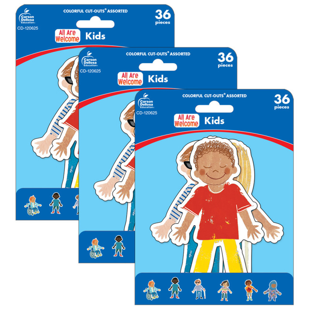 CARSON DELLOSA EDUCATION Carson Dellosa Education All Are Welcome Kids Cut-Outs, 36 Per Pack, 3 Packs