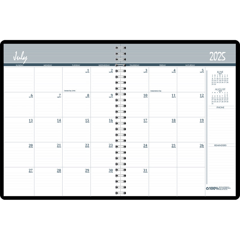 HOUSE OF DOOLITTLE House of Doolittle® Monthly Calendar Academic Planner Book, 14 Months (Jul-Aug), 8.5" x 11"