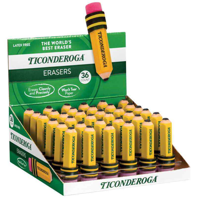DIXON TICONDEROGA CO Ticonderoga® Pencil Shaped Erasers, Pack of 36