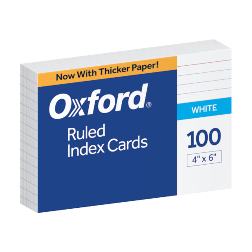 TOPS PRODUCTS Oxford® Ruled Index Cards, 4" x 6", White, Pack of 100