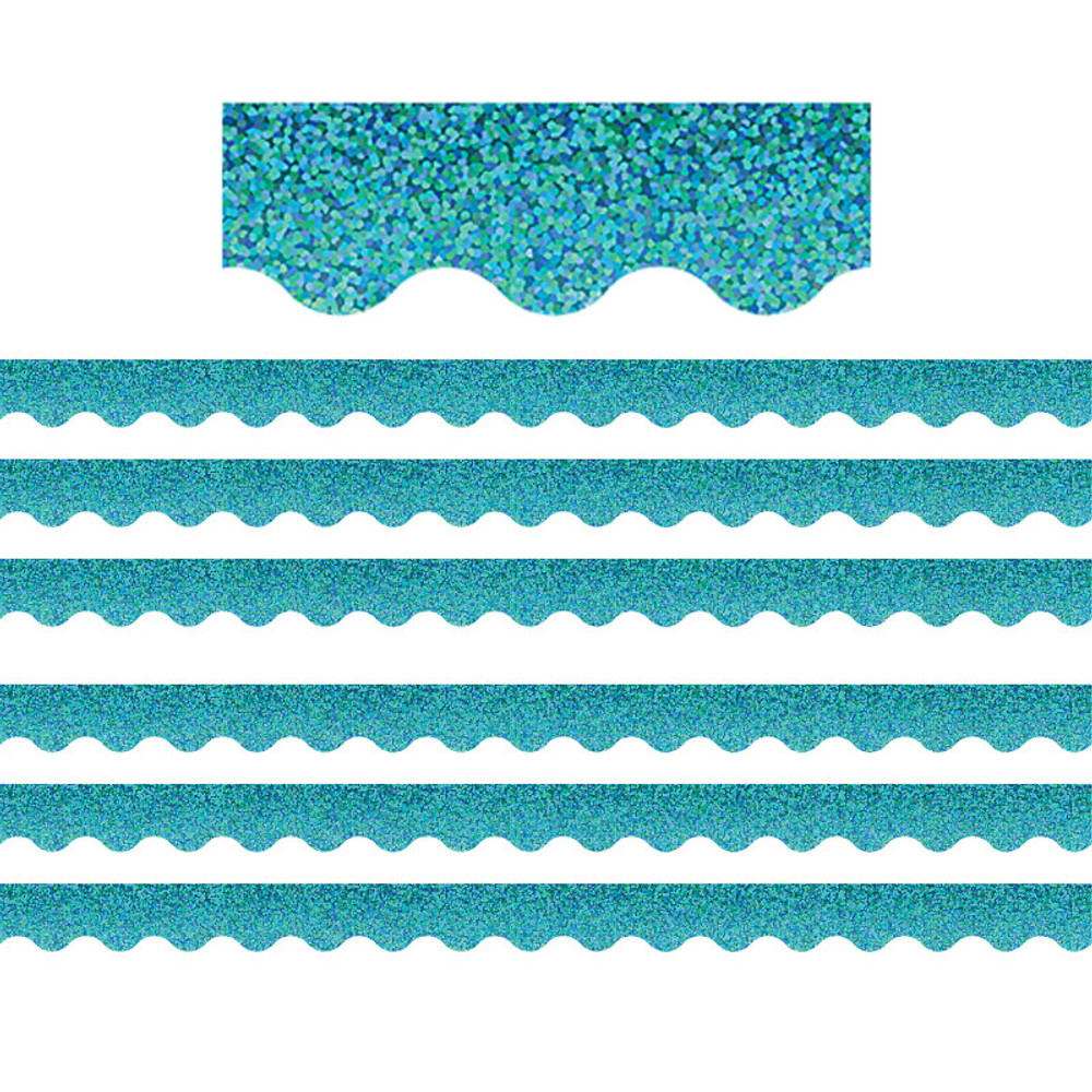 TEACHER CREATED RESOURCES Teacher Created Resources® Teal Sparkle Scalloped Border Trim, 35 Feet Per Pack, 6 Packs