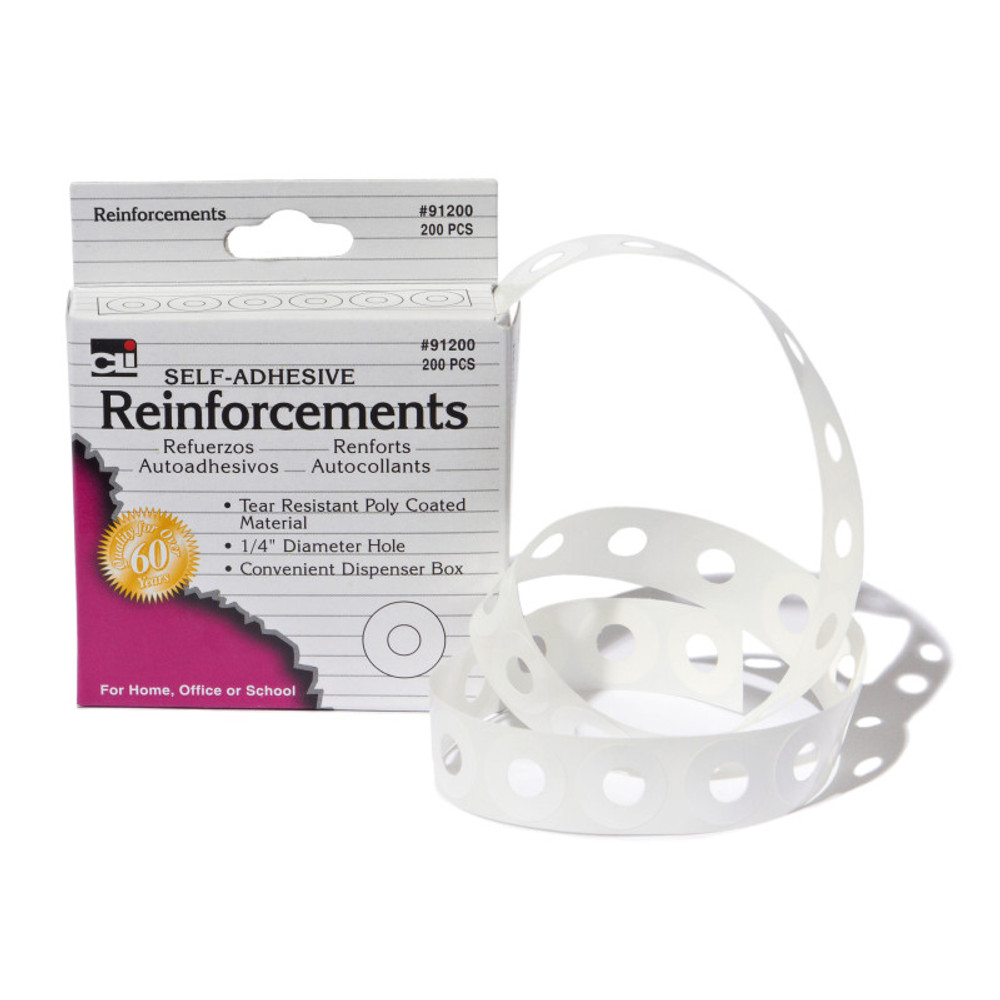 ADVANTUS Charles Leonard Paper Hole Reinforcements, Self-Adhesive, 1/4 Inch Holes Reinforcements in Dispenser Box, White, 200/Box