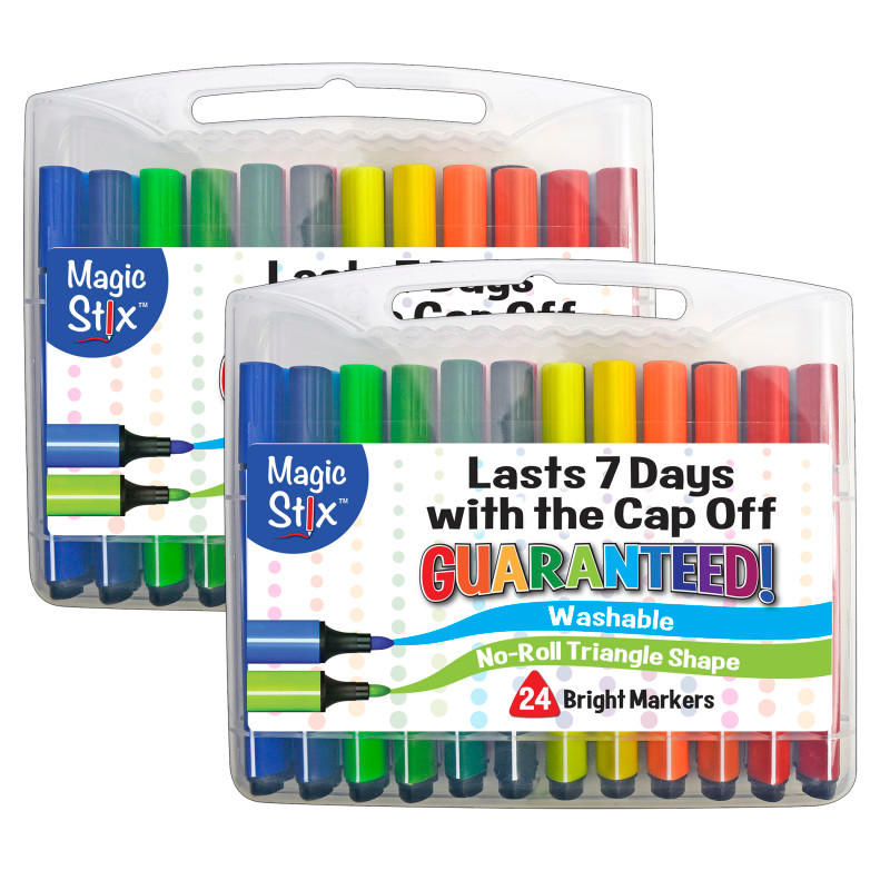 THE PENCIL GRIP Magic Stix™ Triangular Markers, 24 Per Pack, 2 Packs