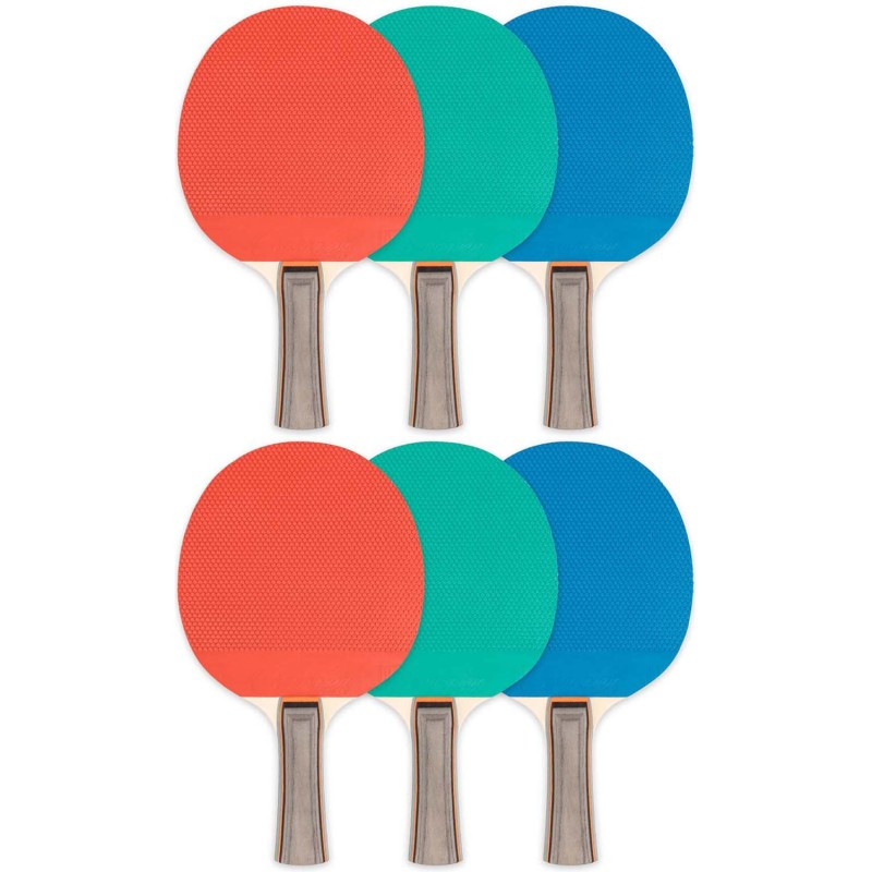 CHAMPION SPORTS Champion Sports Rubber Face Table Tennis Paddle, 5-Ply, Pack of 6