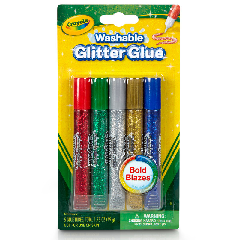 CRAYOLA LLC Crayola® Washable Glitter Glue, Bold, Pack of 5