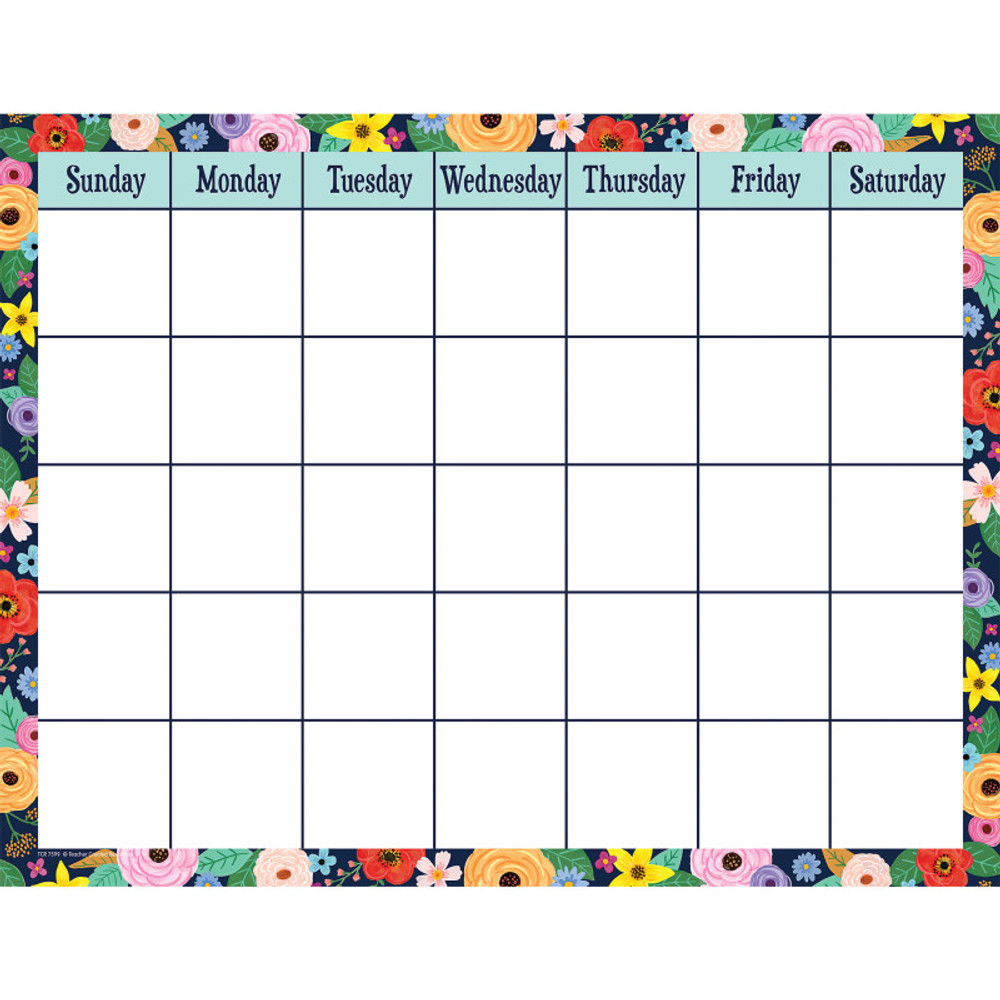 TEACHER CREATED RESOURCES Teacher Created Resources® Wildflowers Calendar Chart, 17" x 22"