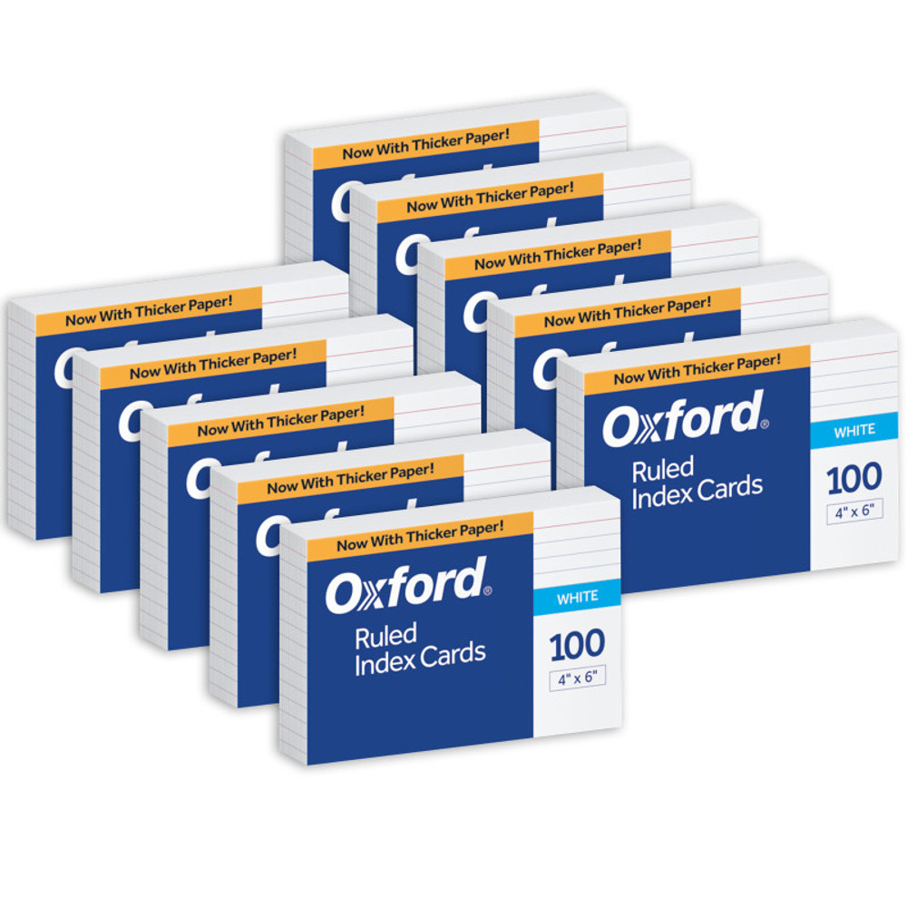 TOPS PRODUCTS Oxford® Ruled Index Cards, 4" x 6", White, 100 Per Pack, 10 Packs TOPS PRODUCTS Oxford® Ruled Index Cards, 4" x 6", White, 100 Per Pack, 10 Packs