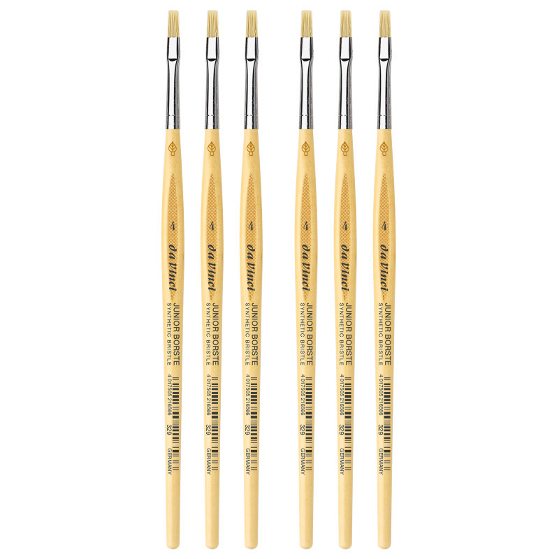 GREGORY DANIELS FINE ARTS INC da Vinci JUNIOR BORSTE Synthetic Student Brush, Synthetic, Tempera, Flat, Series 329, Size 4, Pack of 6
