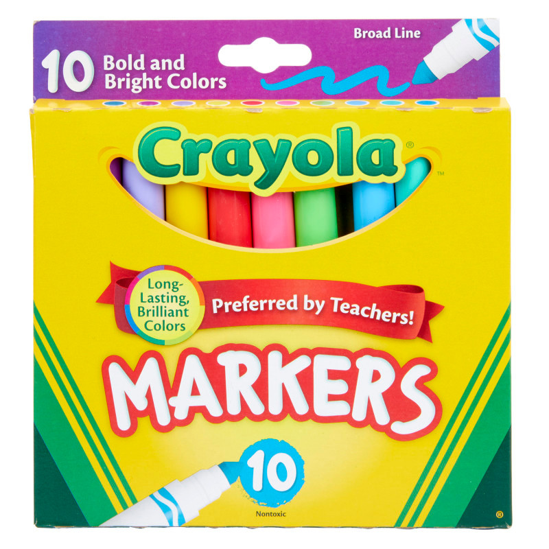 CRAYOLA LLC Crayola® Broad Line Markers, Bold & Bright Colors, Pack of 10