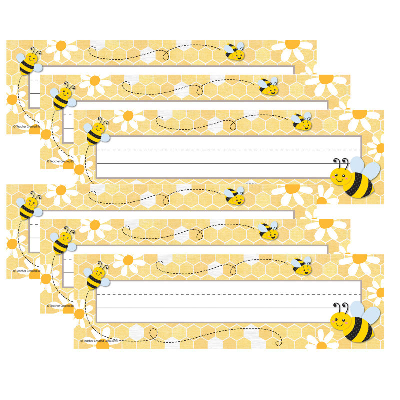 TEACHER CREATED RESOURCES Teacher Created Resources® Buzzing Bees Flat Name Plates, 36 Per Pack, 6 Packs