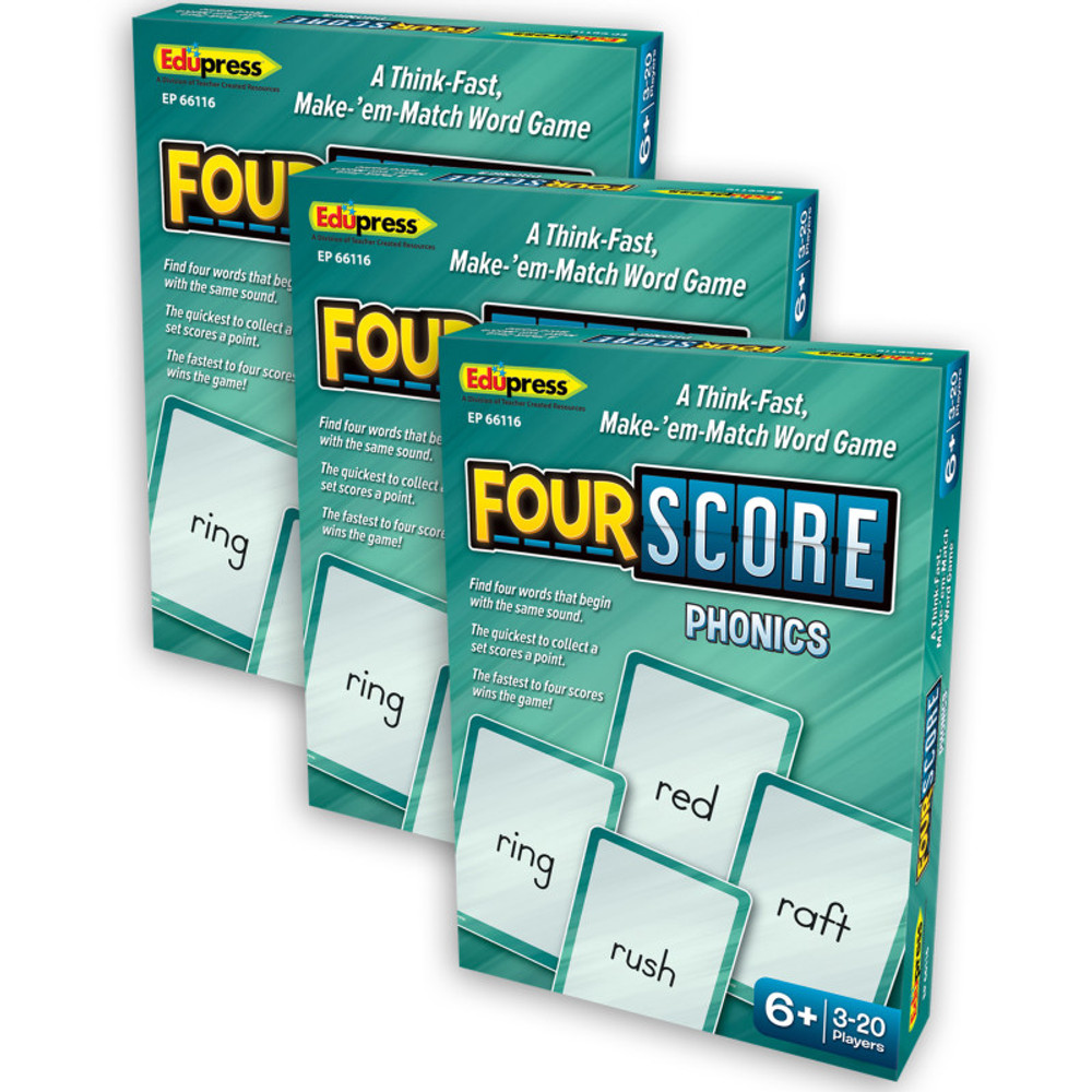 TEACHER CREATED RESOURCES Teacher Created Resources® Four Score Card Game: Phonics, Pack of 3