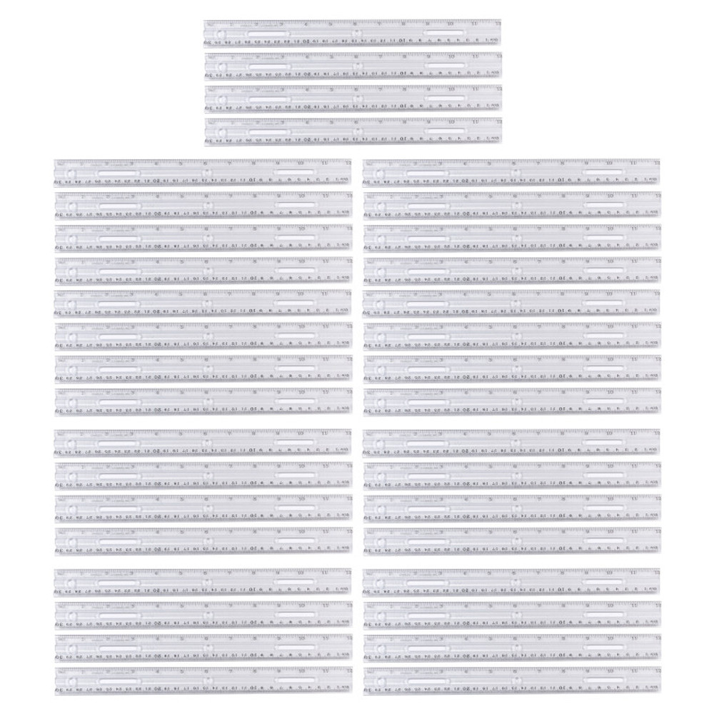 ADVANTUS Charles Leonard Plastic Ruler with Pencil Groove, 12-Inch, Clear, Pack of 36