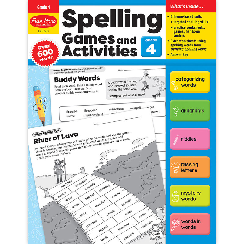 CARSON DELLOSA EDUCATION Evan-Moor Educational Publishers Spelling Games and Activities, Grade 4