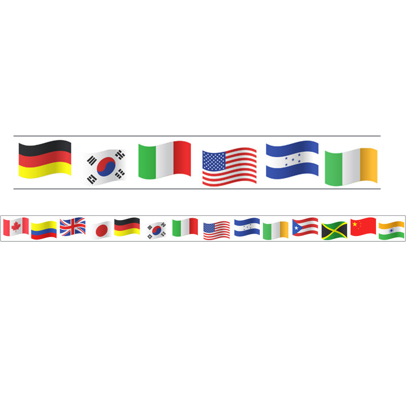 ADVANTUS Charles Leonard Magnetic Straight Borders/Trims, 1.5" x 24", World Flags Theme, Pack of 12