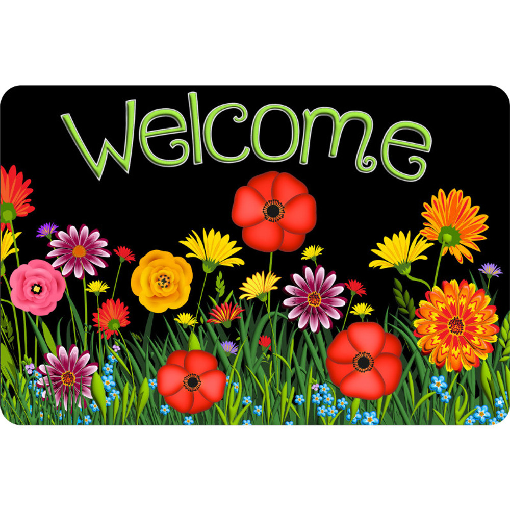 ASHLEY PRODUCTIONS Ashley Productions® Smart Poly™, The Original Fun Mat™, Welcome Mat, 15.5" x 23.5", Wildflowers, Welcome