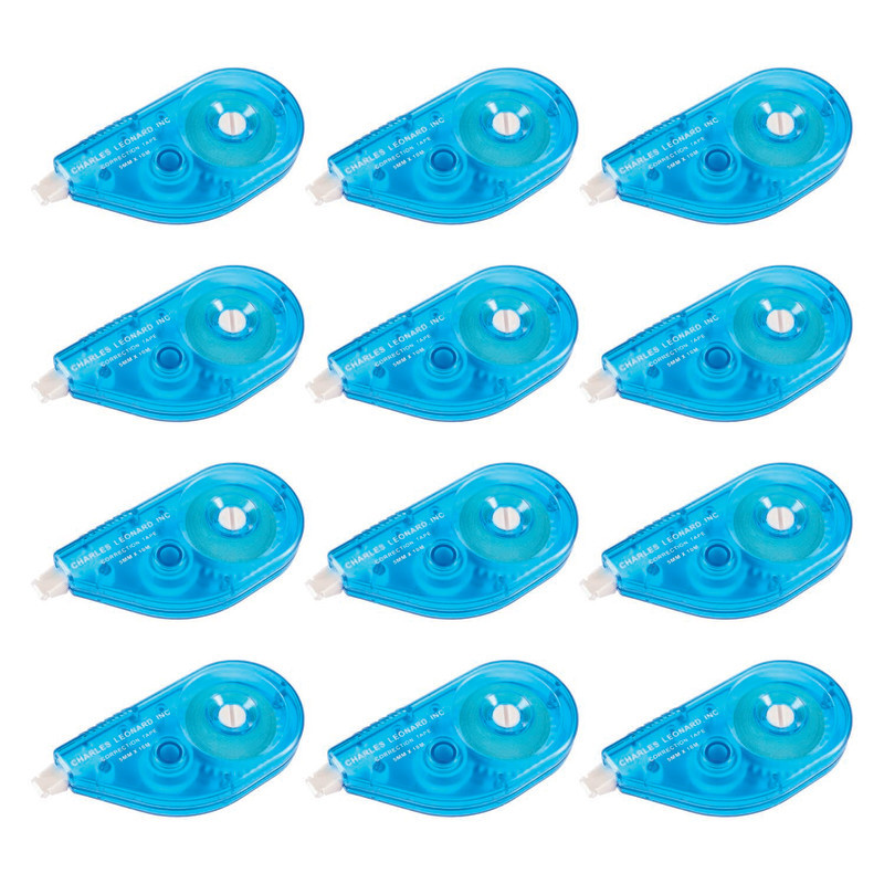 ADVANTUS Charles Leonard White Paper Correction Tape, Blue Case, Pack of 12