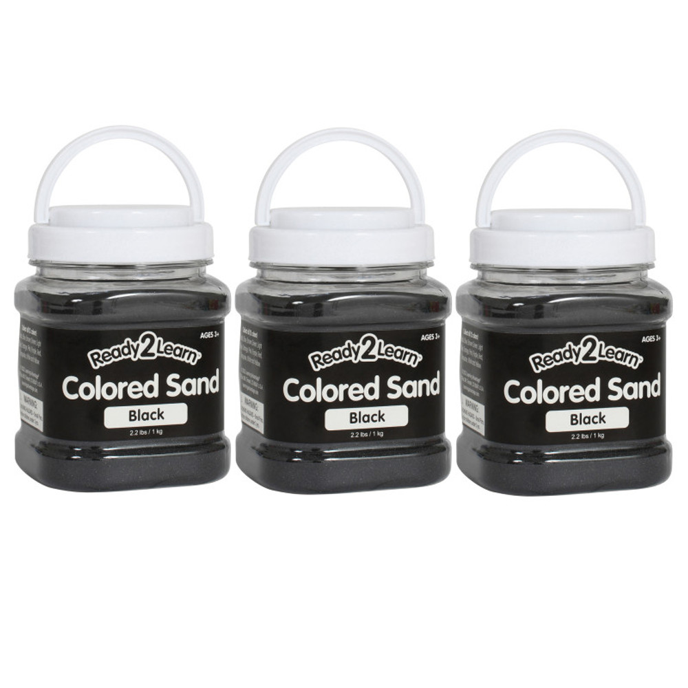 LEARNING ADVANTAGE READY 2 LEARN™ Colored Sand - Black - 2.2 lb. Jar - Pack of 3