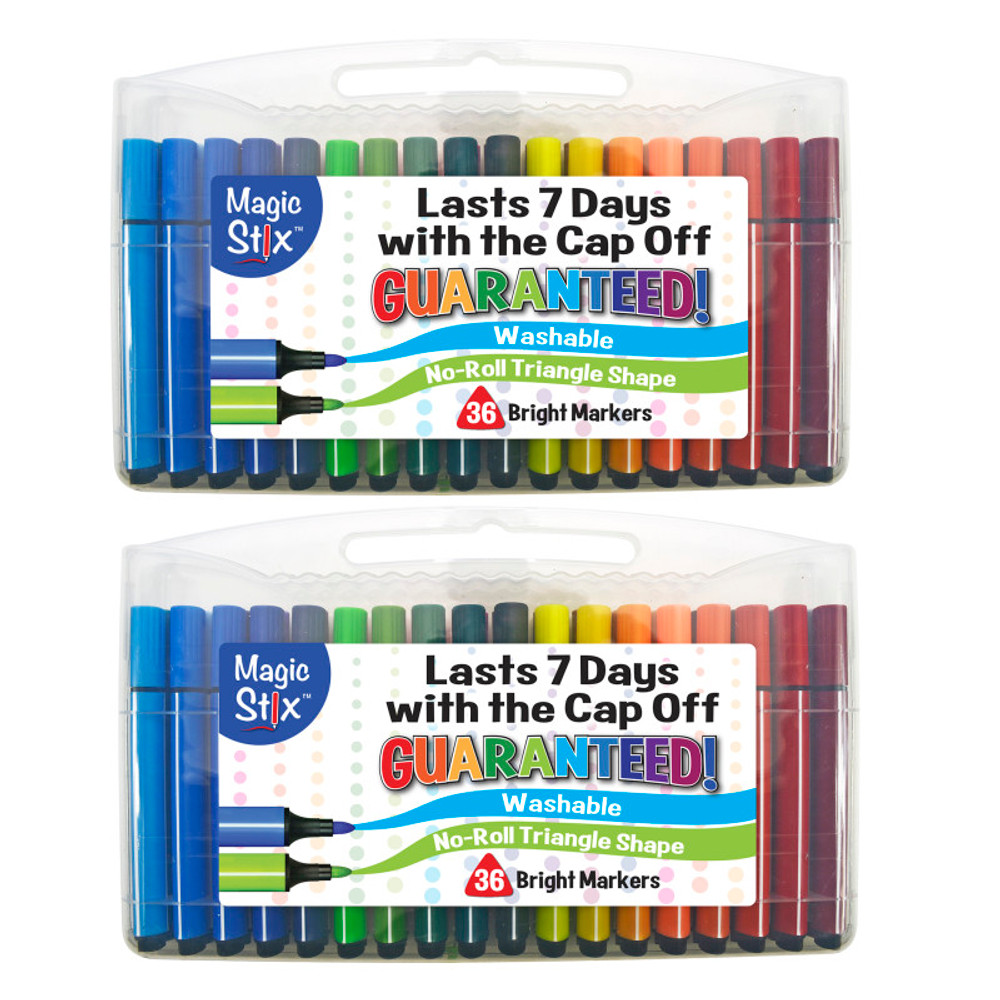 THE PENCIL GRIP Magic Stix™ Triangular Markers, 36 Per Pack, 2 Packs
