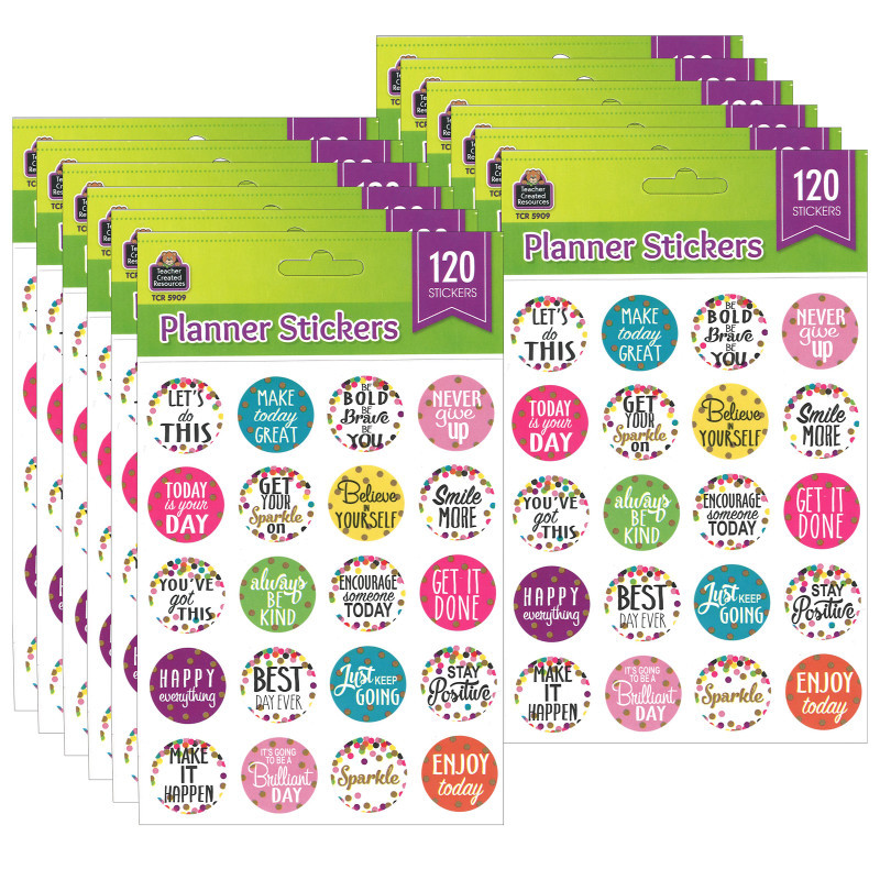 TEACHER CREATED RESOURCES Teacher Created Resources® Confetti Words to Inspire Stickers, 120 Stickers Per Pack, 12 Packs
