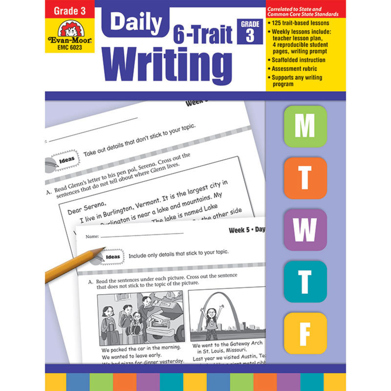 CARSON DELLOSA EDUCATION Evan-Moor Educational Publishers Daily 6-Trait Writing Book, Grade 3