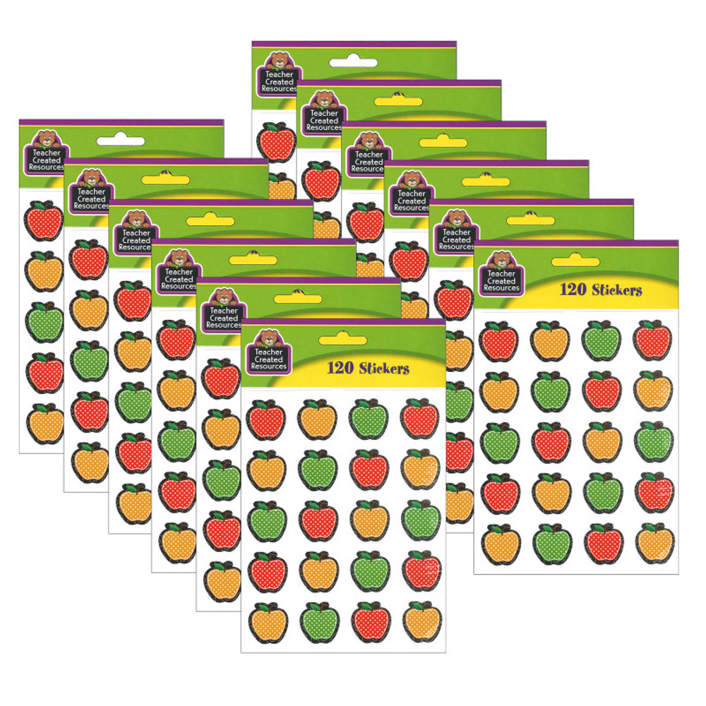 TEACHER CREATED RESOURCES Teacher Created Resources® Dotty Apples Stickers, 120 Per Pack, 12 Packs