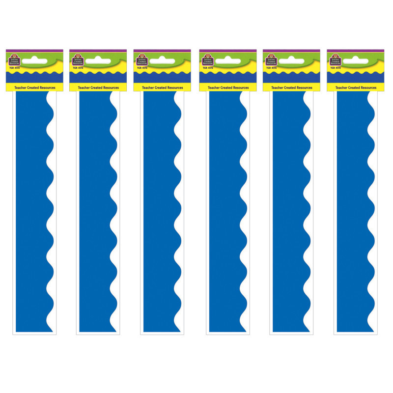 TEACHER CREATED RESOURCES Teacher Created Resources® Blue Scalloped Border Trim, 35 Feet Per Pack, 6 Packs