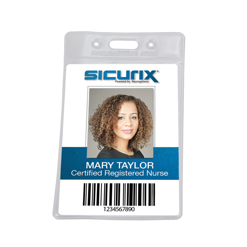 BAUMGARTENS INC SICURIX Standard Vinyl Badge Holder, Vertical, Pack of 50
