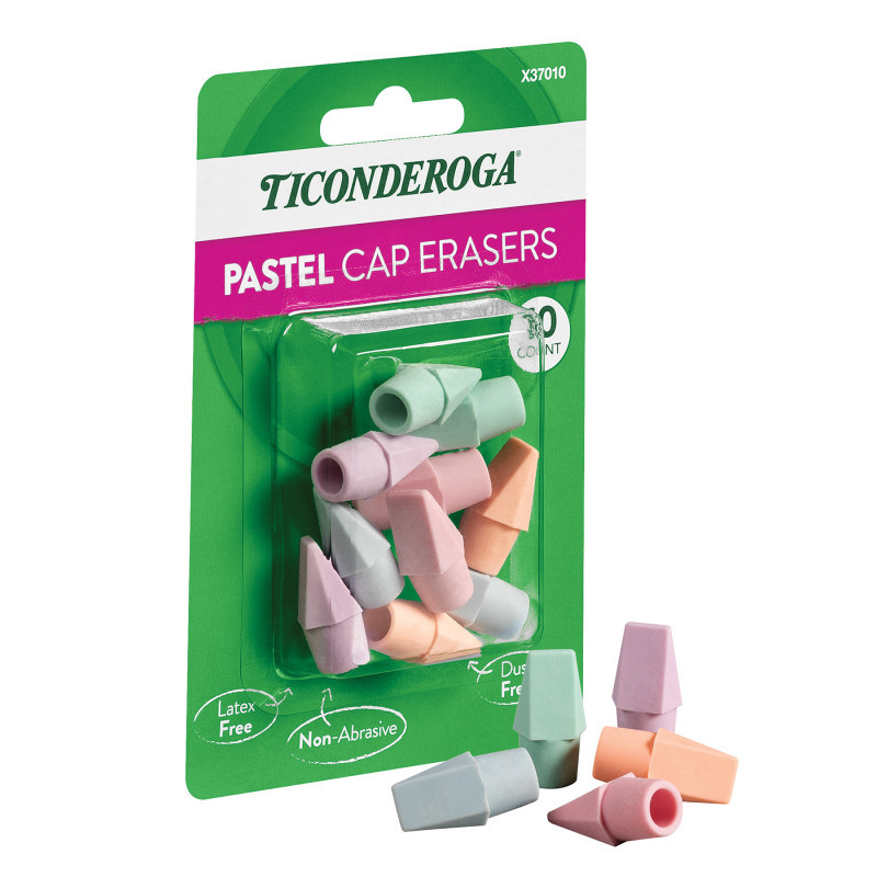 DIXON TICONDEROGA CO Ticonderoga® Pastel Cap Eraser, 10 Count