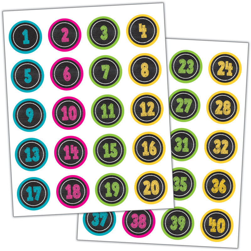TEACHER CREATED RESOURCES Teacher Created Resources® Chalkboard Brights Numbers Stickers, Pack of 120