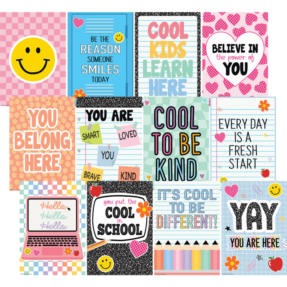 TEACHER CREATED RESOURCES Teacher Created Resources® Cool for School Positive Sayings Small Poster Pack, 12 Posters