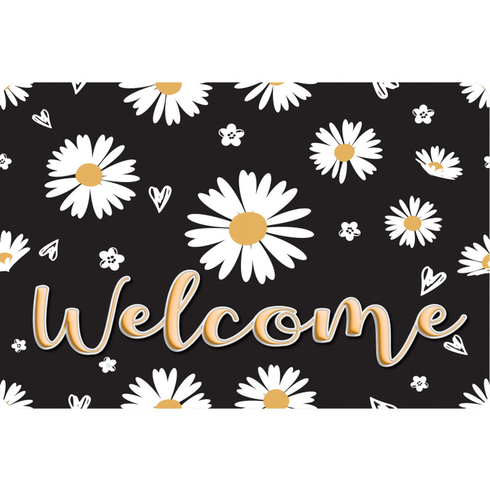 ASHLEY PRODUCTIONS Ashley Productions® The Original Fun Mat™, Welcome Mat, 15.5" x 23.5", Daisies Welcome