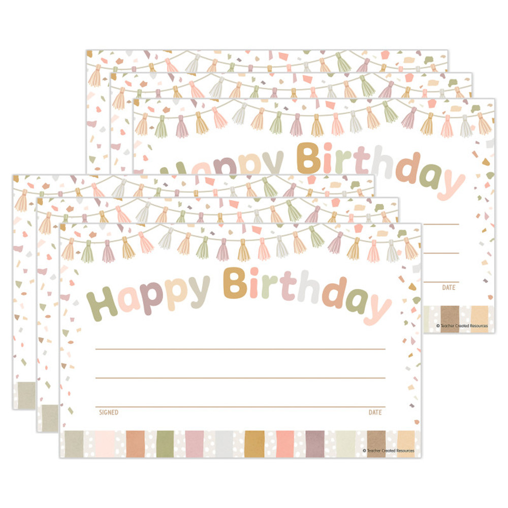 TEACHER CREATED RESOURCES Teacher Created Resources® Terrazzo Tones Happy Birthday Awards, 30 Per Pack, 6 Packs