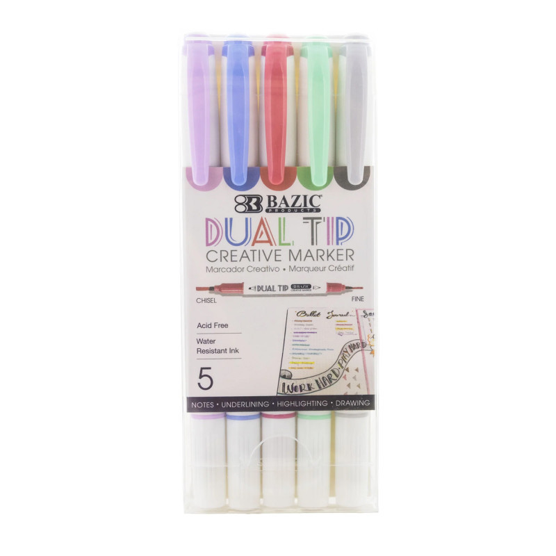 BAZIC PRODUCTS BAZIC Products® Dual-Tip Creative Markers, 5 Colors
